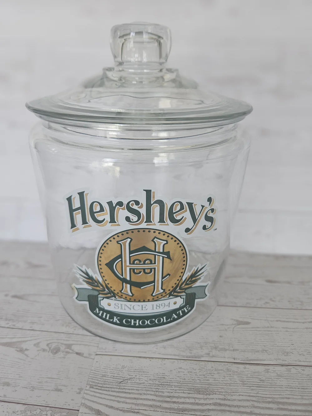 Vintage Hershey's Milk Chocolate Glass Counter Display Jar 1894 MINT
